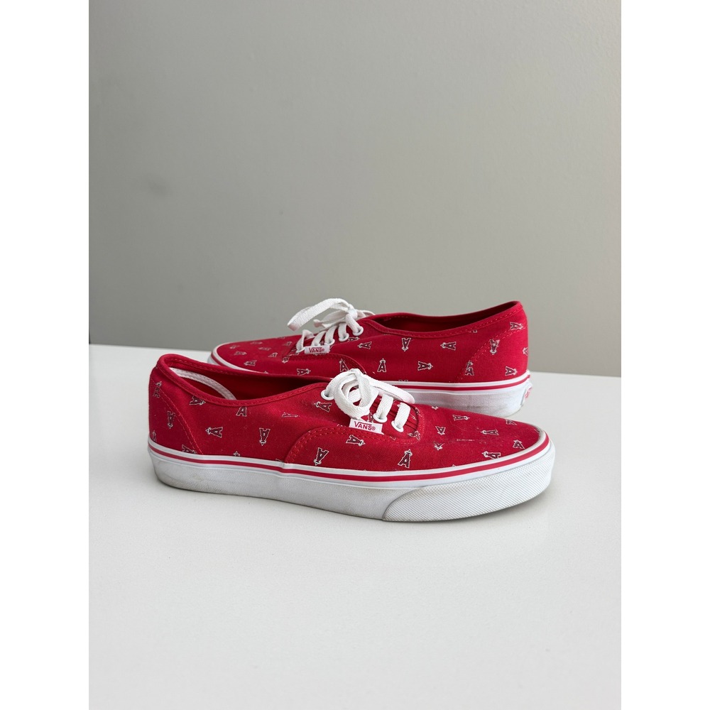 Vans Authentic MLB Los Angeles Angels Mens 9.5 Red Canvas Logo Sneakers